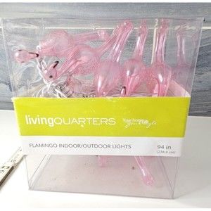 Flamingo Plastic String Indoor Outdoor Lights 7.5 ft NIB Vintage Living Quarters